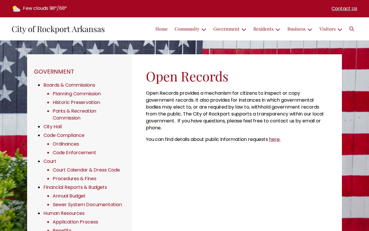 Official City of Rockport open-records page