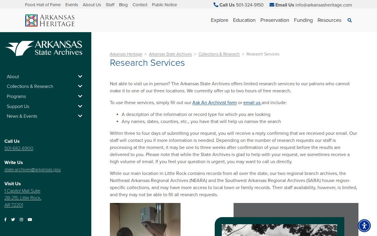 Arkansas State Archives services for older Hot Spring County arrest records